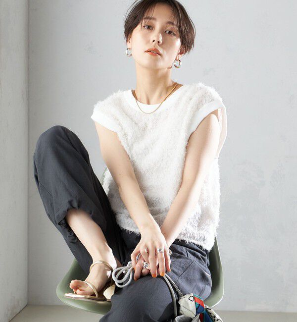 SHIPS for women「〈手洗い可能〉シアー フリンジ フレンチ スリーブ プルオーバー ◇」|Tシャツ・カットソー|