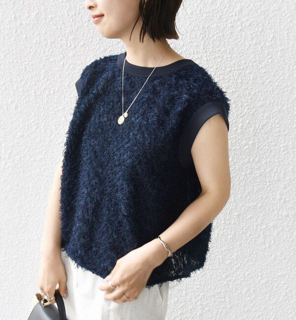 SHIPS for women「〈手洗い可能〉シアー フリンジ フレンチ スリーブ プルオーバー ◇」|Tシャツ・カットソー|