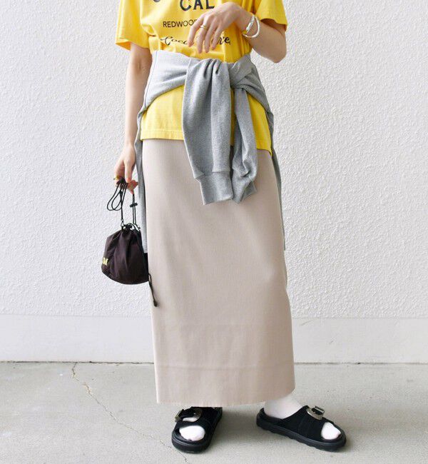 SHIPS for women「〈UVカット / 手洗い可能〉リブ ジャージー 2WAY ストレッチ スカート」|スカート|ベージュ