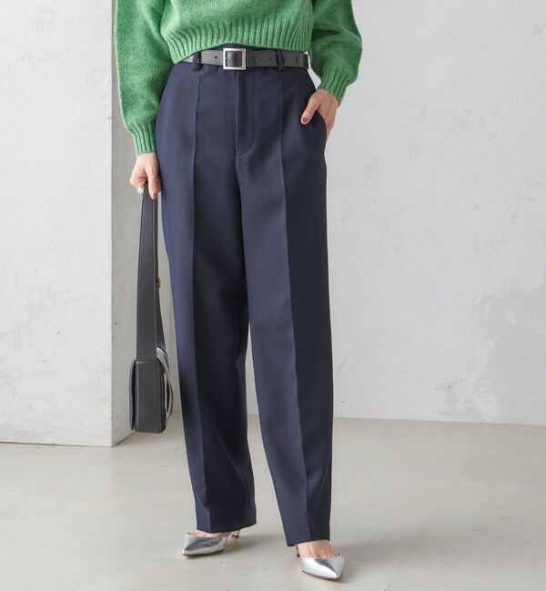 SHIPS for women「〈手洗い可能〉ストレート センタープレス トラウザーズ」|その他|ネイビー