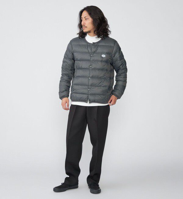 SHIPS「【WEB限定/SHIPS別注】TAION: ロゴワッペン ナイロン クルーネック インナーダウン カーディガン」|ダウン|