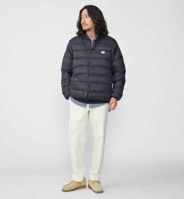 SHIPS「【WEB限定/SHIPS別注】TAION: ロゴワッペン ナイロン クルーネック インナーダウン カーディガン」|ダウン|