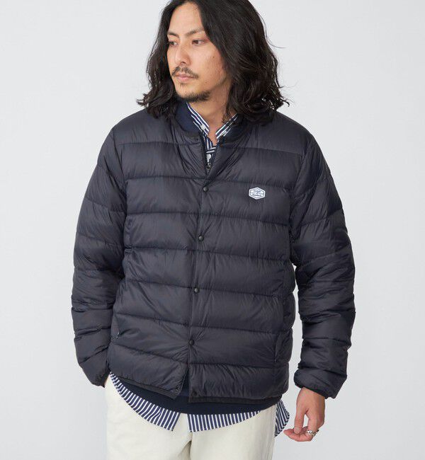 SHIPS「【WEB限定/SHIPS別注】TAION: ロゴワッペン ナイロン クルーネック インナーダウン カーディガン」|ダウン|