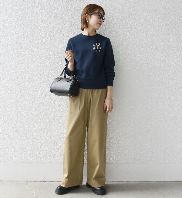 SHIPS any「【WEB限定】SHIPS any:〈手洗い可能〉裏起毛 ビジュー クルーネック コンパクト プルオーバー」|スウェット・ジャージ|