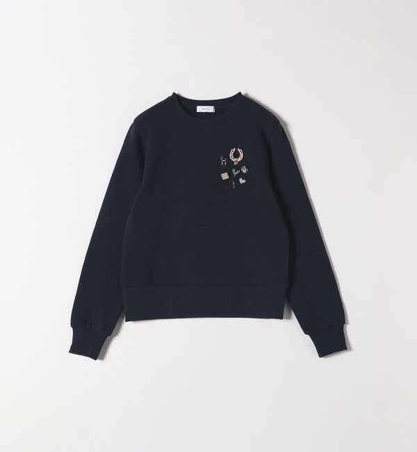 SHIPS any「【WEB限定】SHIPS any:〈手洗い可能〉裏起毛 ビジュー クルーネック コンパクト プルオーバー」|スウェット・ジャージ|