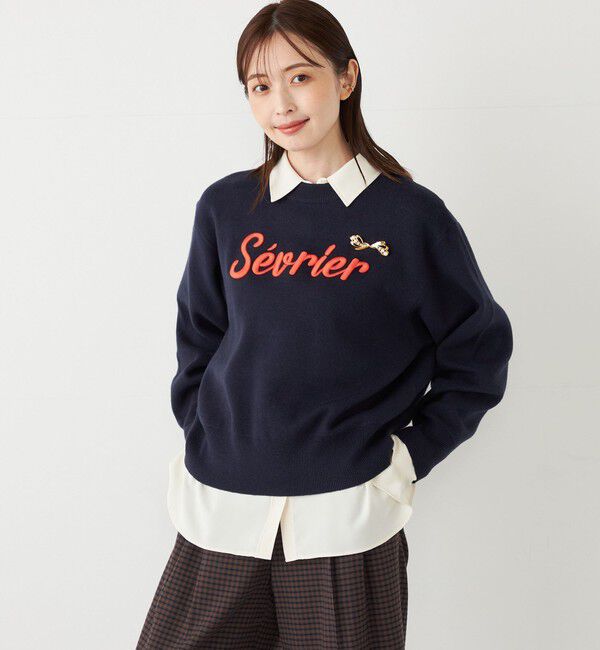 SHIPS Colors 「《追加予約》SHIPS Colors: 〈手洗い可能〉ロゴ エンブロイダリー ニット◆」|ニット・セーター|ネイビー