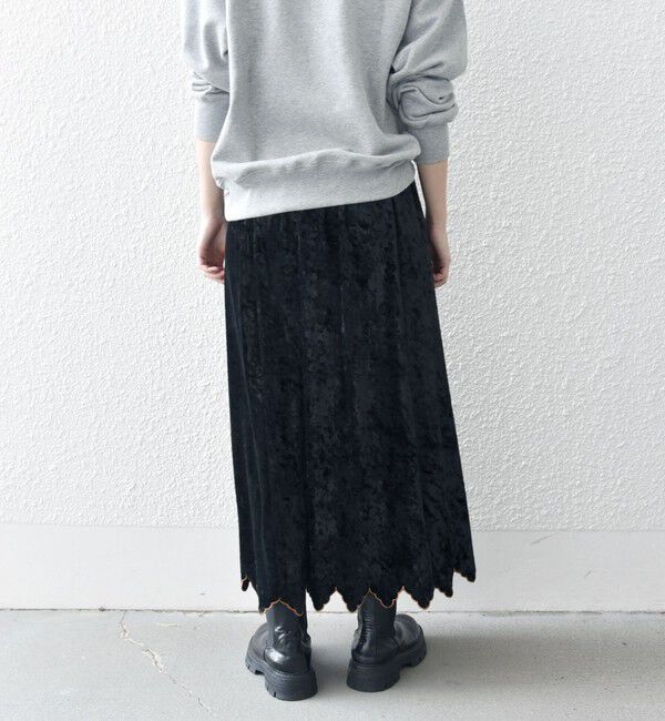 SHIPS any「bon_meur:〈手洗い可能〉クラッシュ ベロア シャーリング 2WAY スカート」|フレア|