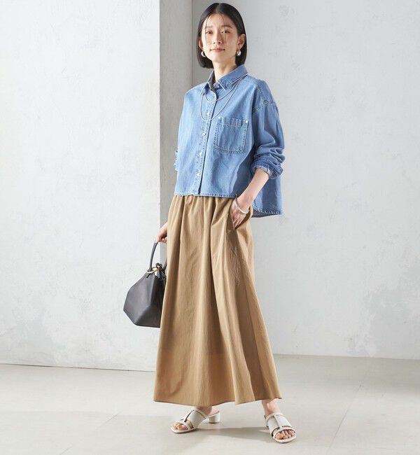 SHIPS for women「〈洗濯機可能〉LIMONTA EAST ビンテージ タフタ ギャザー スカート」|フレア|