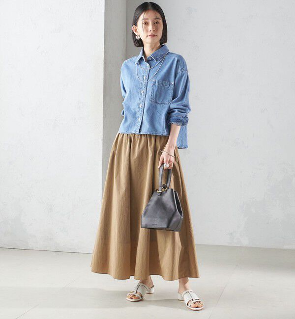 SHIPS for women「〈洗濯機可能〉LIMONTA EAST ビンテージ タフタ ギャザー スカート」|フレア|