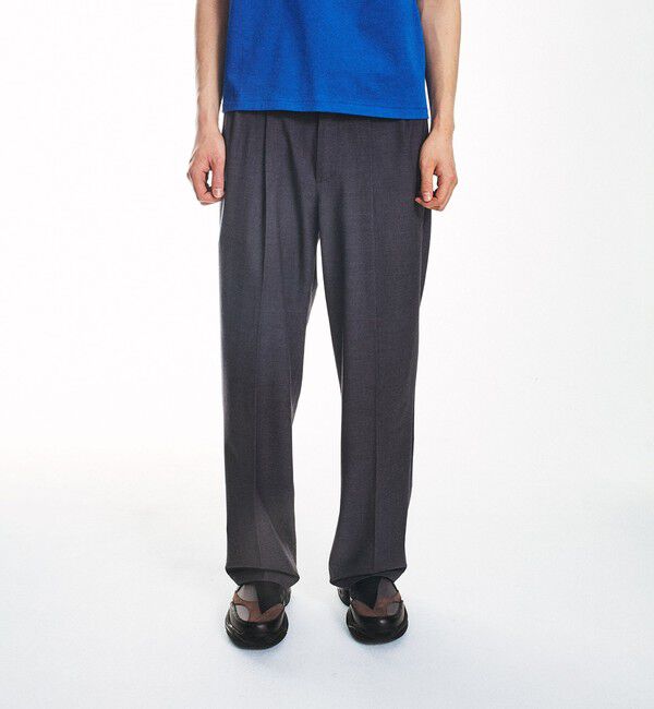 SHIPS「City Ambient Products: ツイル 2タック ワイド スラックス」|スラックス|ダークグレー