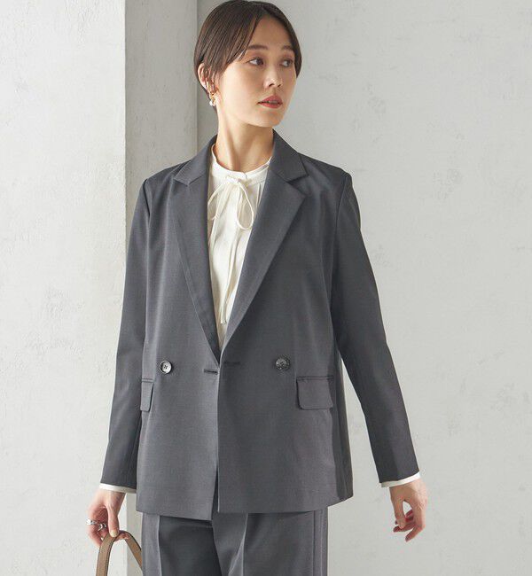 SHIPS for women「〈手洗い可能〉ツイル ダブル ジャケット（セットアップ対応）」|テーラードジャケット|