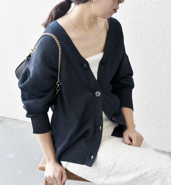 SHIPS any「SHIPS any:〈手洗い可能〉バルキー シアー Vネック ニット カーディガン」|カーディガン|