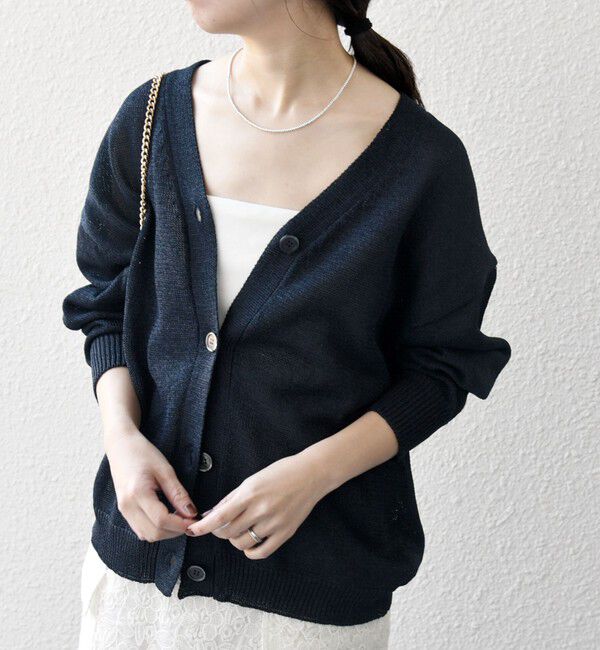 SHIPS any「SHIPS any:〈手洗い可能〉バルキー シアー Vネック ニット カーディガン」|カーディガン|