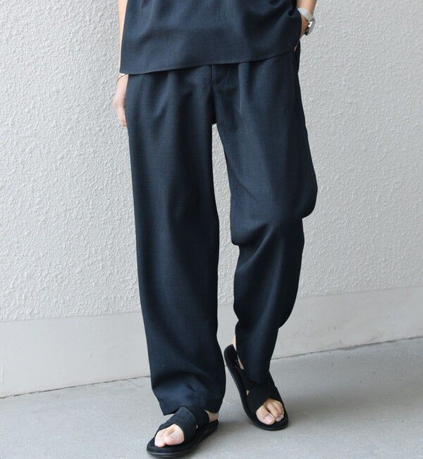 SHIPS any「SHIPS any:〈洗濯機可能〉リネンライク セミワイド パンツ(セットアップ対応) 25SS◇」|チノ|ネイビー