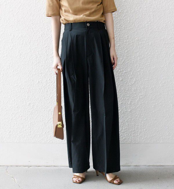 SHIPS any「SHIPS any:〈洗濯機可能〉タイプライター セミ ワイド タック パンツ」|その他|ブラック