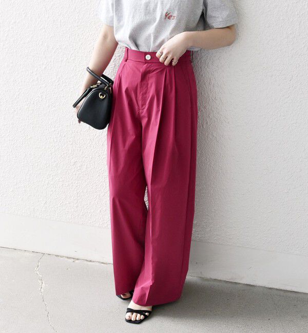 SHIPS any「SHIPS any:〈洗濯機可能〉タイプライター セミ ワイド タック パンツ」|その他|ピンク