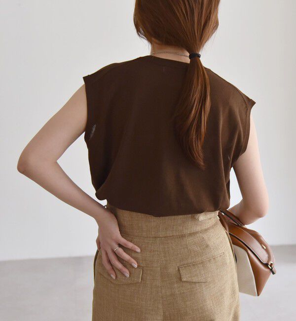 quaranciel「quaranciel:〈接触冷感/手洗い可能〉フレンチスリーブ ベーシック シアー ニット プルオーバー」|ニット・セーター|