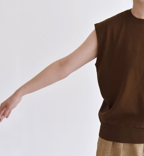 quaranciel「quaranciel:〈接触冷感/手洗い可能〉フレンチスリーブ ベーシック シアー ニット プルオーバー」|ニット・セーター|