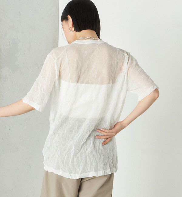 SHIPS for women「《予約》Wai＋:〈手洗い可能〉クリンクル シアー ショート スリーブ プルオーバー」|ニット・セーター|