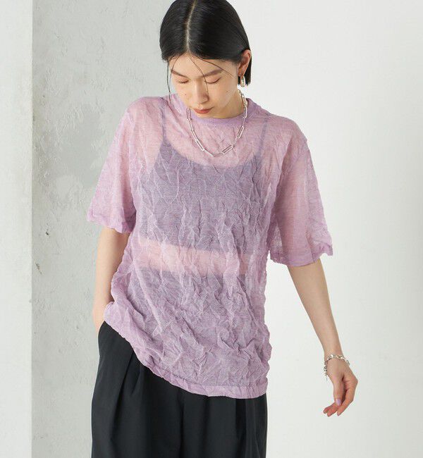 SHIPS for women「《予約》Wai＋:〈手洗い可能〉クリンクル シアー ショート スリーブ プルオーバー」|ニット・セーター|