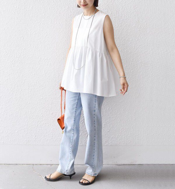 SHIPS for women「〈接触冷感 / 撥水加工〉TEX BRID(R)タフタ ギャザー ノースリーブ ブラウス」|シャツ・ブラウス|