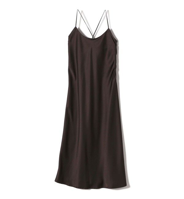 SHIPS for women「〈手洗い可能〉バック デザイン サテン キャミ ワンピース」|ワンピース|