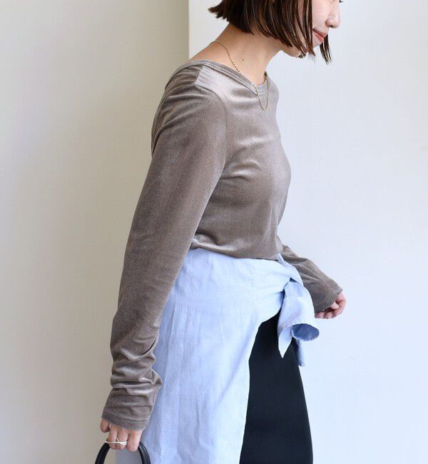 SHIPS for women「〈手洗い可能〉シアー トリコット  ポリエステル ベロア 前後2WAY ロングスリーブ」|Tシャツ・カットソー|