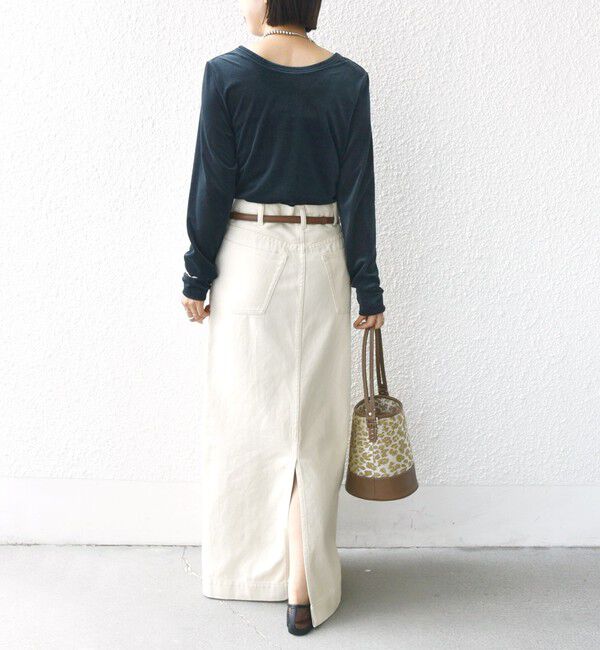 SHIPS for women「〈手洗い可能〉シアー トリコット  ポリエステル ベロア 前後2WAY ロングスリーブ」|Tシャツ・カットソー|