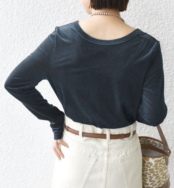 SHIPS for women「〈手洗い可能〉シアー トリコット  ポリエステル ベロア 前後2WAY ロングスリーブ」|Tシャツ・カットソー|
