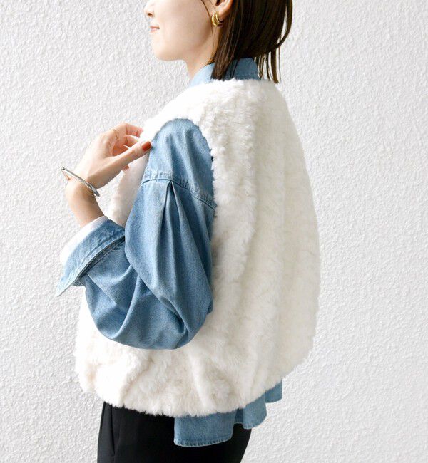 SHIPS for women「ランダム ファー ショート ジレ」|ベスト・ジレ|