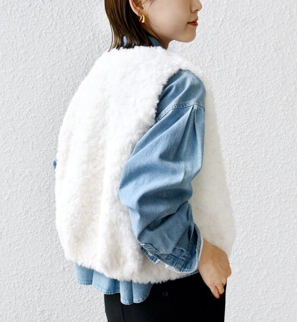SHIPS for women「ランダム ファー ショート ジレ」|ベスト・ジレ|