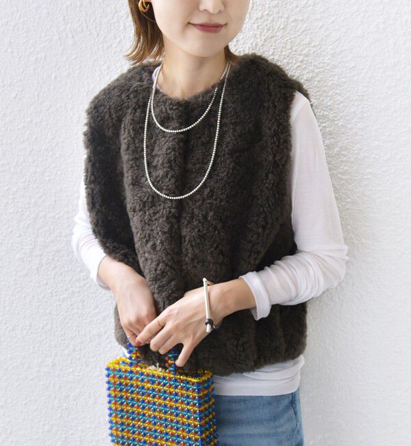 SHIPS for women「ランダム ファー ショート ジレ」|ベスト・ジレ|