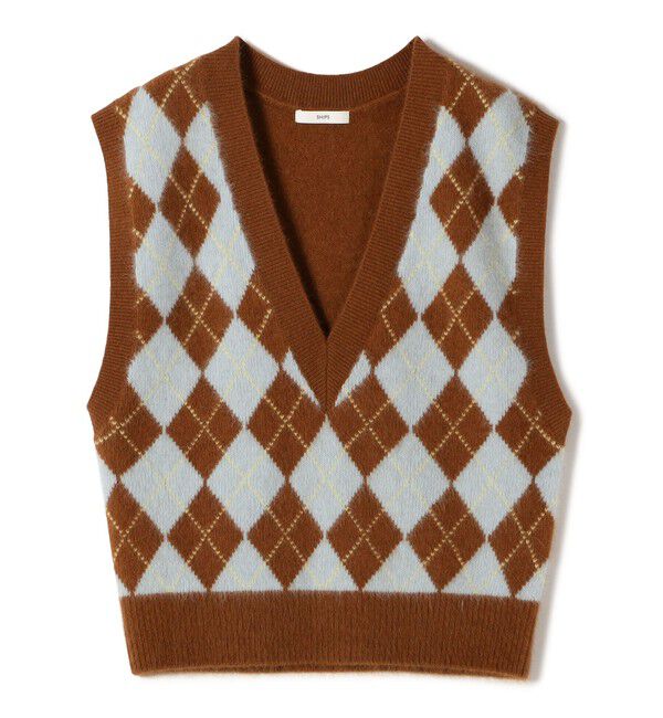 SHIPS for women「〈手洗い可能〉ディープ Vネック アーガイル ベスト」|ベスト・ジレ|