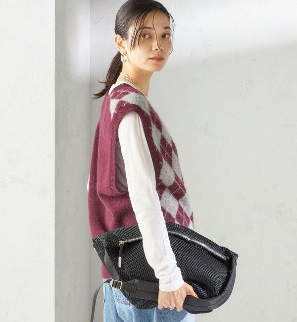SHIPS for women「〈手洗い可能〉ディープ Vネック アーガイル ベスト」|ベスト・ジレ|