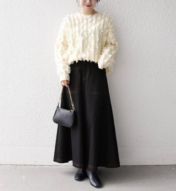 SHIPS any「SHIPS any:〈洗濯機可能〉チノ ステッチ フレア ロング スカート」|フレア|