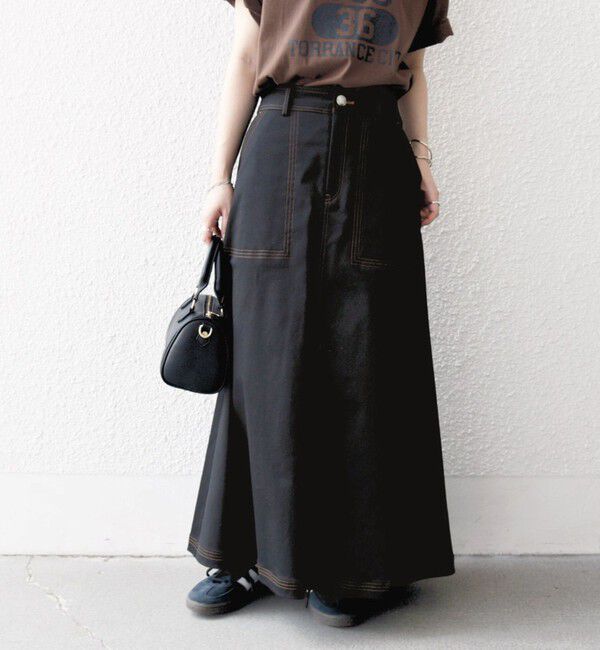 SHIPS any「SHIPS any:〈洗濯機可能〉チノ ステッチ フレア ロング スカート」|フレア|