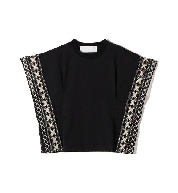 SHIPS for women「assiette:〈手洗い可能〉トーション レース ポンチョ カットソー」|Tシャツ・カットソー|ブラック