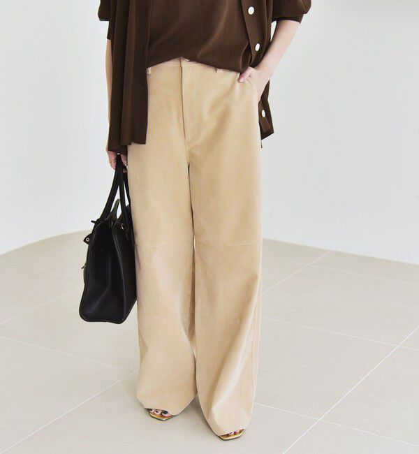quaranciel「quaranciel:〈洗濯機可能〉ポリエステル スエード ワイド パンツ」|その他|