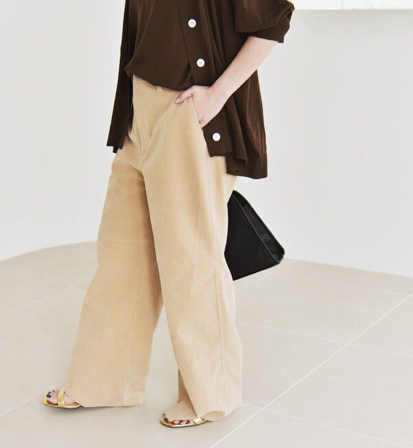 quaranciel「quaranciel:〈洗濯機可能〉ポリエステル スエード ワイド パンツ」|その他|