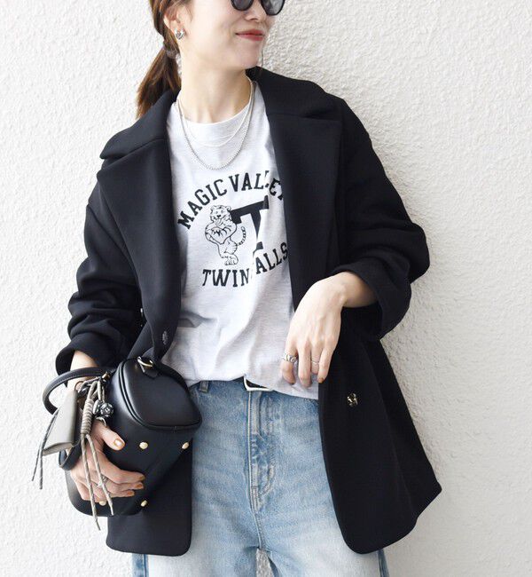 SHIPS any「SHIPS any:〈洗濯機可能〉ダンボール コクーン テーラード ミディ コート」|チェスターコート|ブラック