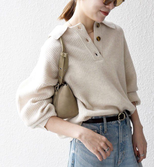 SHIPS any「SHIPS any:〈手洗い可能〉AQUA カシミヤ ミックス ポロ ニット」|ニット・セーター|