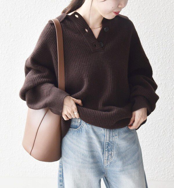 SHIPS any「SHIPS any:〈手洗い可能〉AQUA カシミヤ ミックス ポロ ニット」|ニット・セーター|