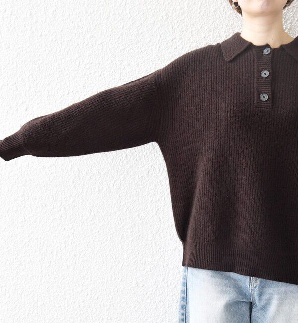 SHIPS any「SHIPS any:〈手洗い可能〉AQUA カシミヤ ミックス ポロ ニット」|ニット・セーター|