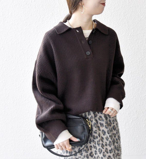 SHIPS any「SHIPS any:〈手洗い可能〉AQUA カシミヤ ミックス ポロ ニット」|ニット・セーター|