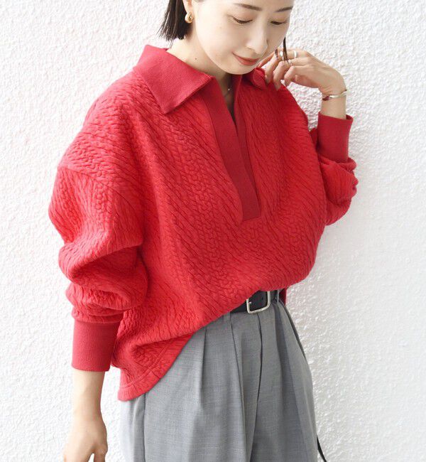 SHIPS for women「【WEB限定】〈手洗い可能〉ケーブル ジャージー ポロ プルオーバー」|Tシャツ・カットソー|
