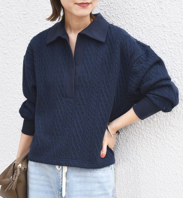 SHIPS for women「【WEB限定】〈手洗い可能〉ケーブル ジャージー ポロ プルオーバー」|Tシャツ・カットソー|