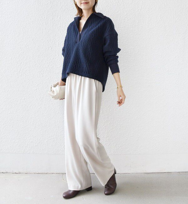 SHIPS for women「【WEB限定】〈手洗い可能〉ケーブル ジャージー ポロ プルオーバー」|Tシャツ・カットソー|