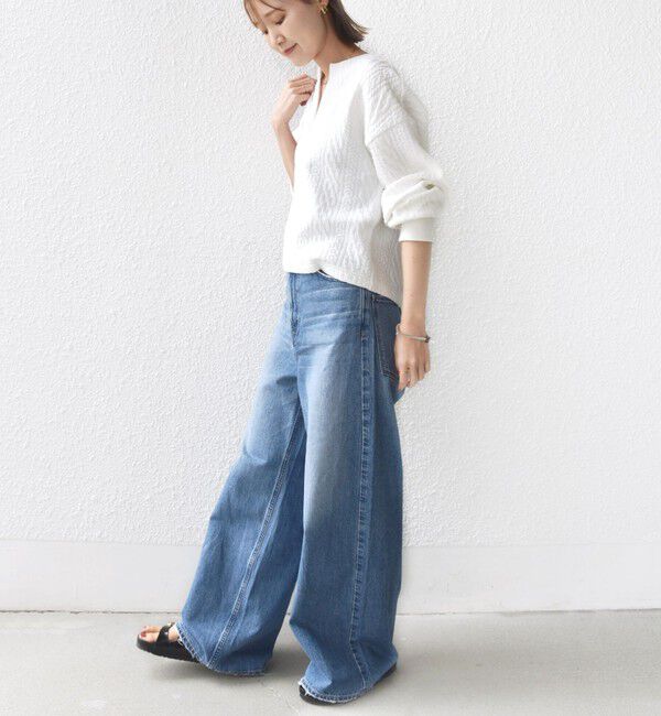 SHIPS for women「〈手洗い可能〉ケーブル ジャージー スキッパー プルオーバー」|Tシャツ・カットソー|