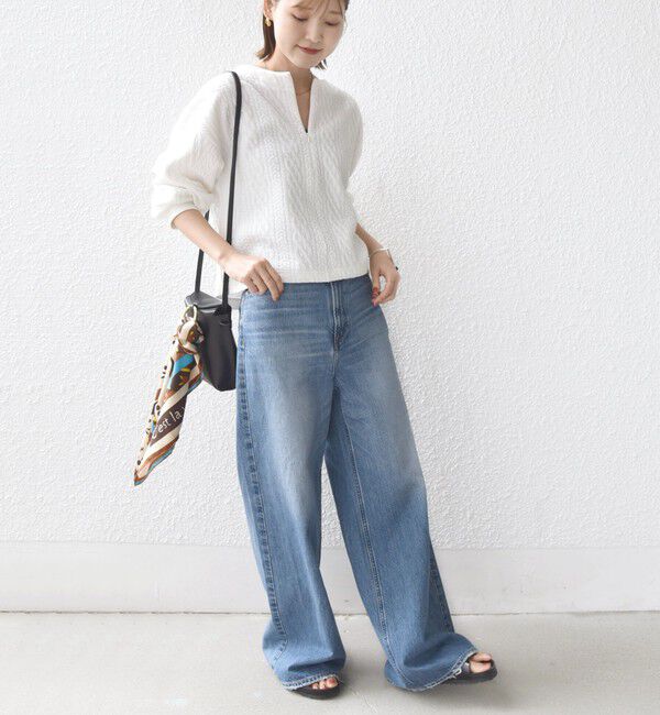 SHIPS for women「〈手洗い可能〉ケーブル ジャージー スキッパー プルオーバー」|Tシャツ・カットソー|