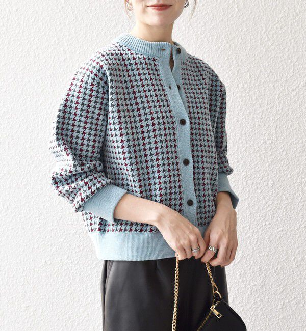 SHIPS any「SHIPS any:〈手洗い可能〉モールヤーン クルーネック 千鳥柄 カーディガン」|カーディガン|